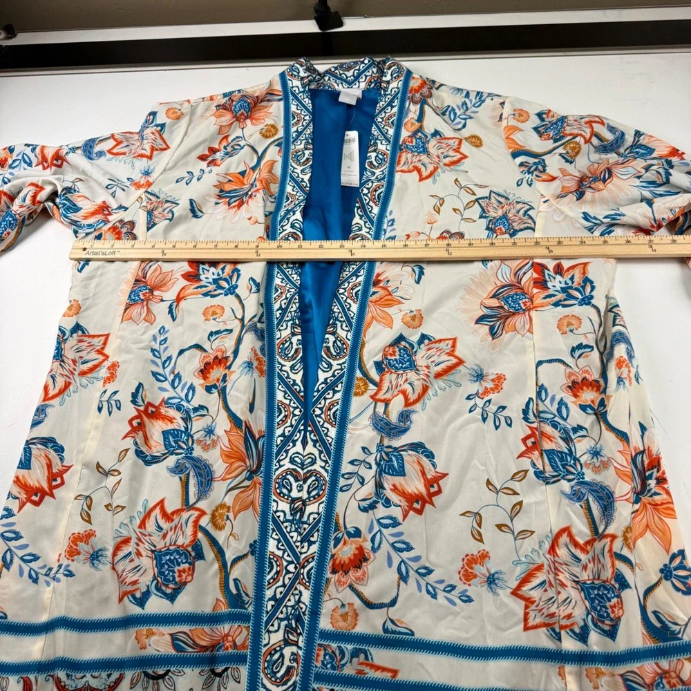 Chicos Patched Kimono Rising Bloom‎ Jacket Floral Duster Chicos Size 4 (Size 20)